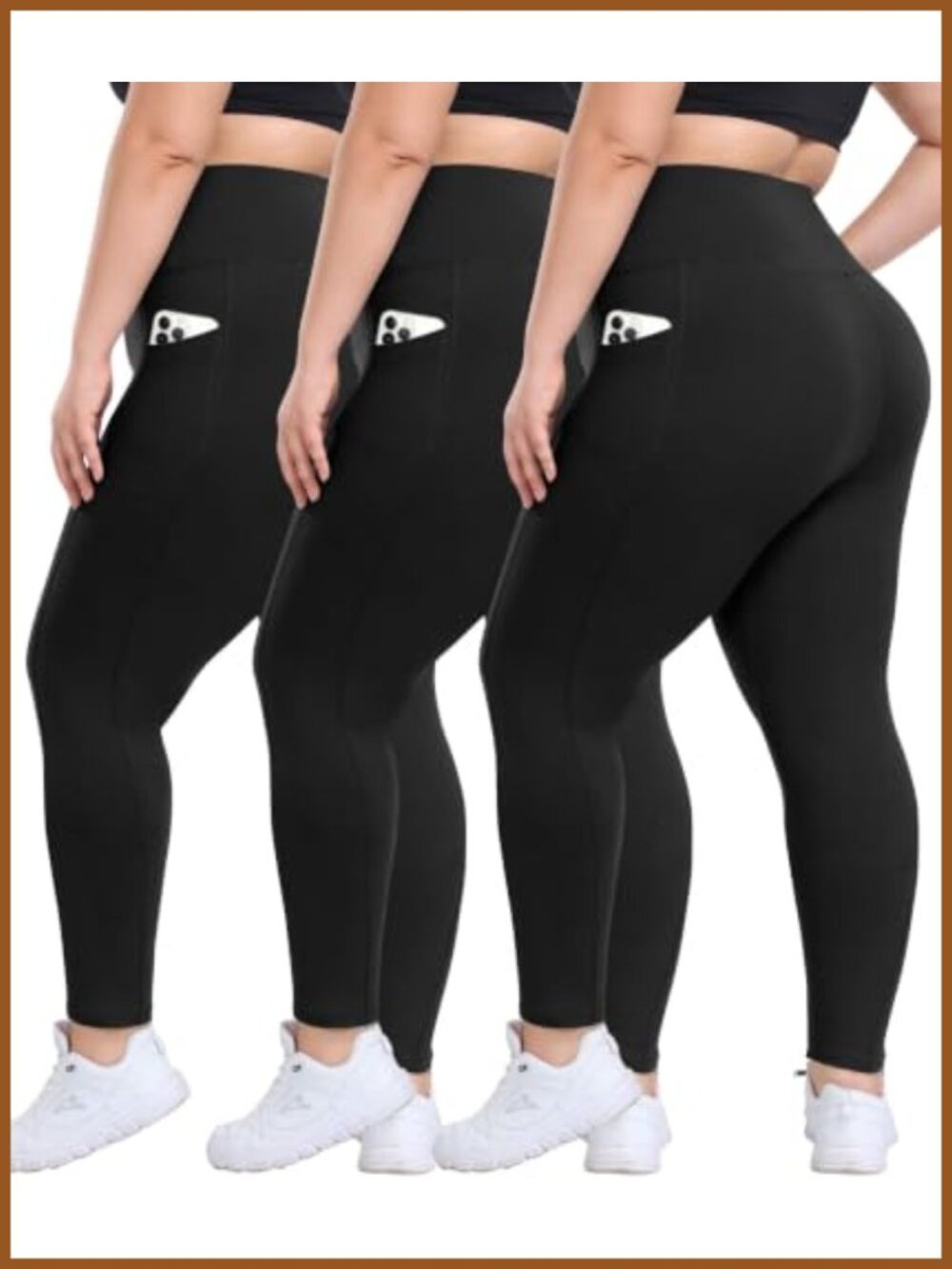 Plus Size High Waisted Leggings 3 Pack with Pockets Tummy Control Yoga Pants